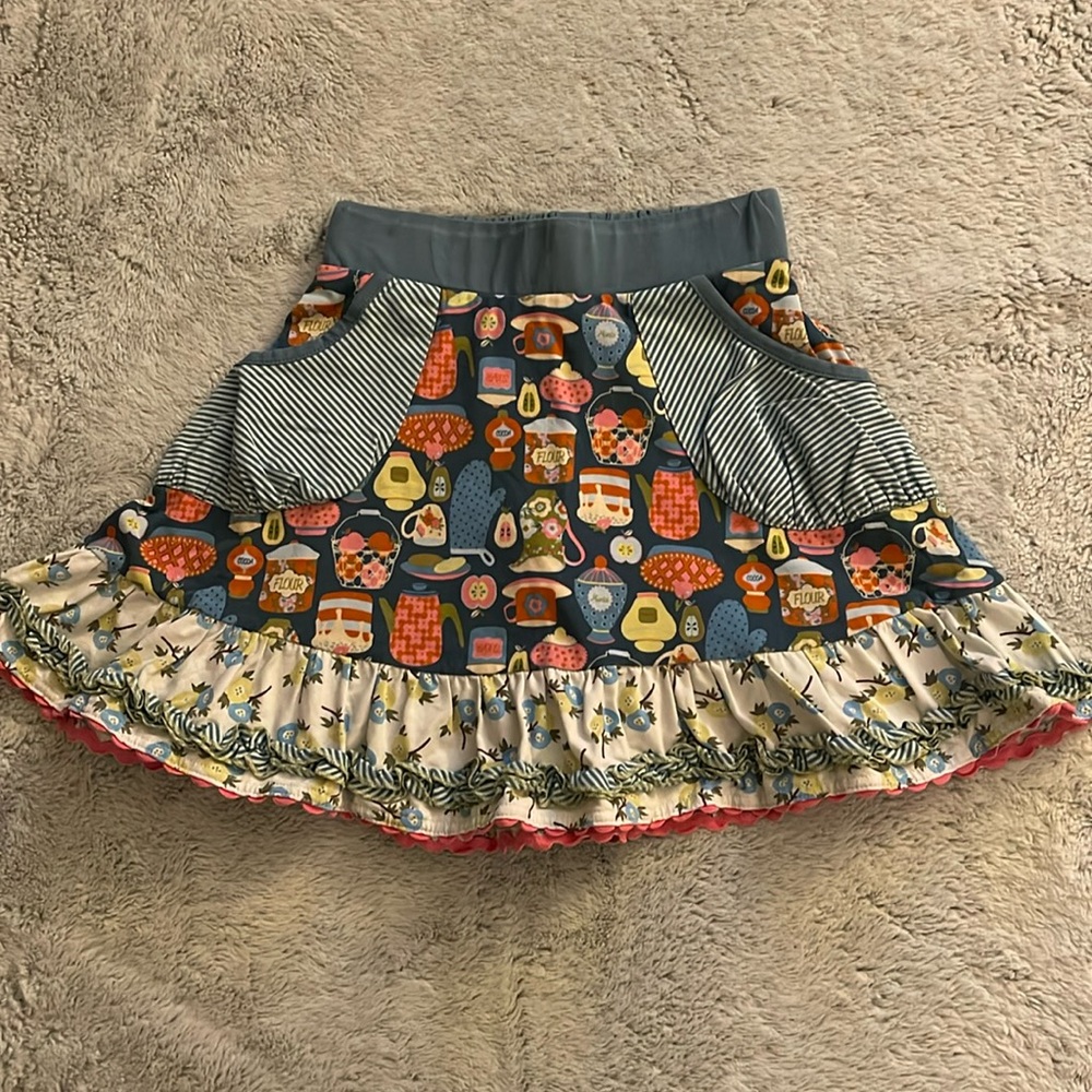 Matilda Jane Knit Skort  SZ 8 Pockets Shorts Ruffles Rick Rack